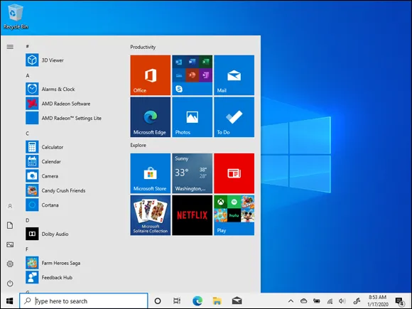 Snapshot of getting started with Windows 10.
