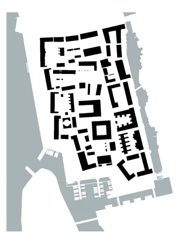 1.3 Figure ground plan showing Malmö’s Western Harbour street pattern.