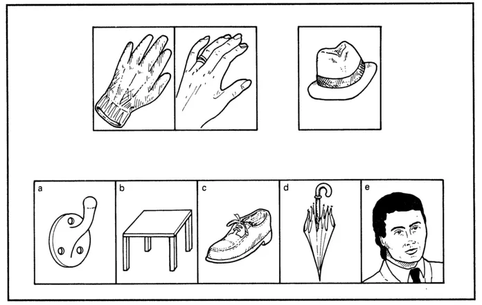 FIG. 1.1. A typical picture analogy from the NFER Picture Test A (reproduced with permission from Stuart, 1977.).