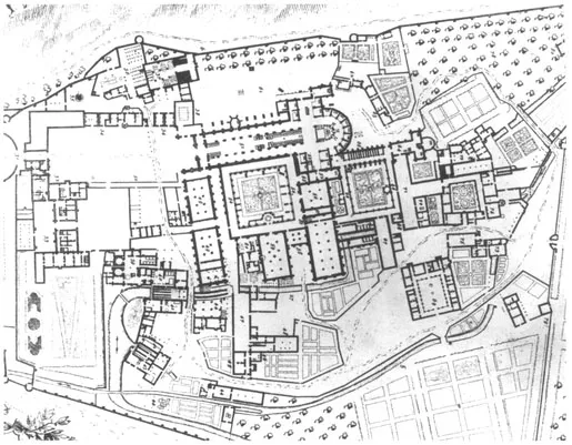 FIG. 2. Clairvaux Abbey (Aube): detail of a ground plan by Dom Nicolas Milley, 1708 Bibliothèque Nationale de France, Paris