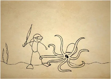 FIGURE 1.5 Image from “How to Throw a Jellyfish Party” drawn and animated in Flash by Dan Murdock, 2008, Digital Cel I Course, SCAD