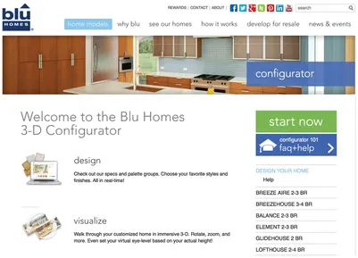 1.2 The “3D Configurator” by Blu Homes lets any visitor to the website choose and customize a selected house design.