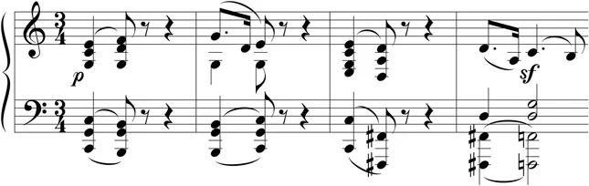 EXAMPLE 1.6 Beethoven, Piano Sonata, Op. 7, II, mm. 1–4.
