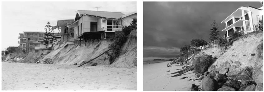 Figures 1.1 and 1.2 Coastal erosion, Gold Coast City, 1967 and 2013. Could environmental planning have changed this outcome?