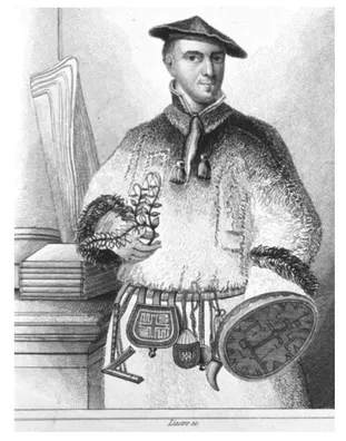 FIGURE 1.1 Carl von Linné, aka Carl Nilsson Linnaeus, from an engraving by the artist Lizars, wearing Lapland dress and holding a plant, with instruments around his waist Source: History of Medicine Division, US National Library of Medicine