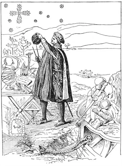Figure 1.1 ‘Amerigo Vespucci and the conquest of the Americas’, redrawn from Vita e lettere di Amerigo Vespucci