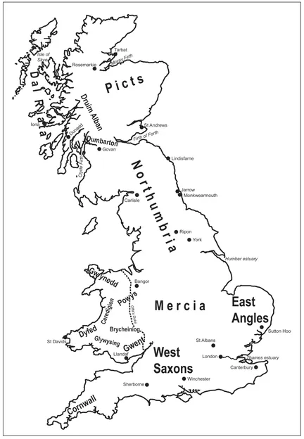 Map 2 The kingdoms of Britain c.800 (with some ecclesiastical and other sites)