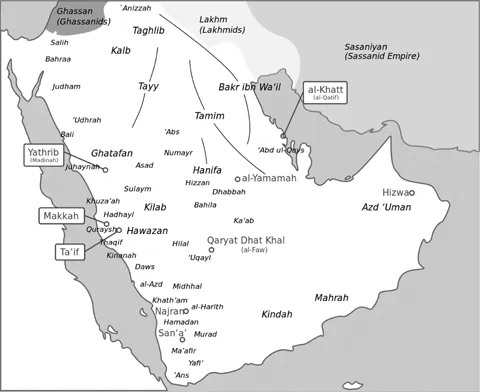 Map 1.1 The distribution of the Arab tribes in pre-Islamic times