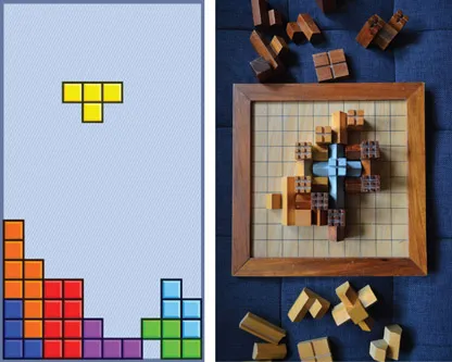 Figure 1.1 Tetris screenshot (left) and Cathedral (right).