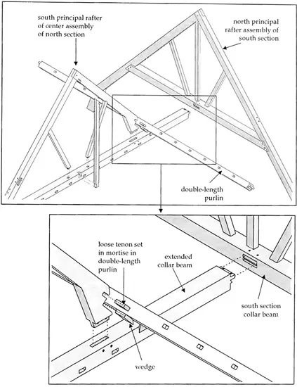 Figure 1.4 Center north cruck frameāsouth end original support condition
