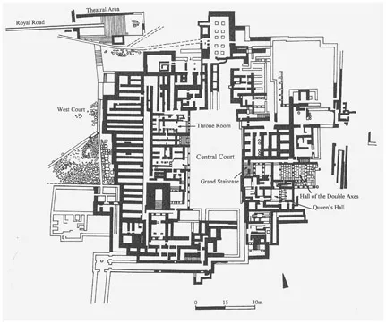 Figure 1 Plan of the palace at Cnossus