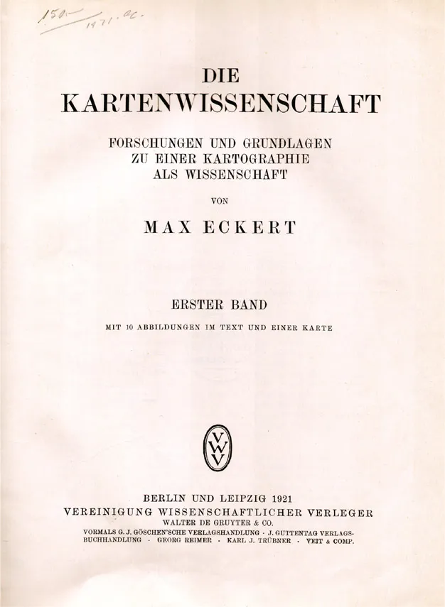 
Figure 1.1
 The title page from Volume 1 of Die Kartenwissenschaft (1921)