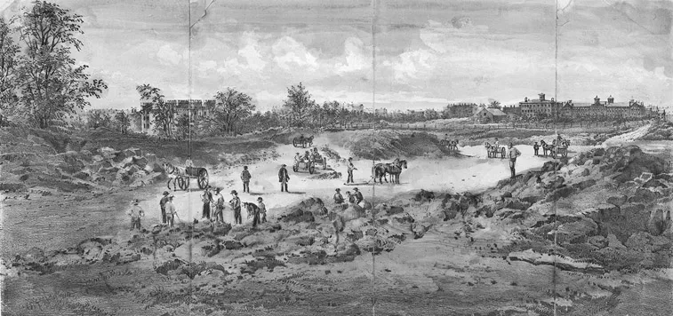Figure 1.4 Construction activity in Central Park, 1858