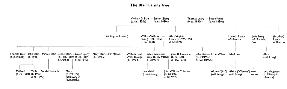 Fig. 2. L’albero genealogico dei Blair (come ricostruito fino a oggi)