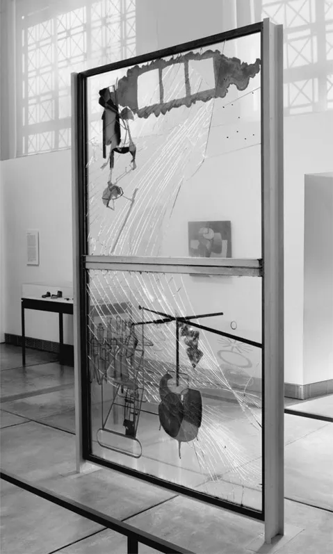Figure 1.1 Marcel Duchamp, The Bride Stripped Bare by Her Bachelors Even (The Large Glass) (1915–1923). Oil, varnish, lead foil, lead wire, and dust on two glass panels, 9 feet 1 1/4 inches × 70 inches × 3 3/8 inches (277.5 × 177.8 × 8.6 cm).