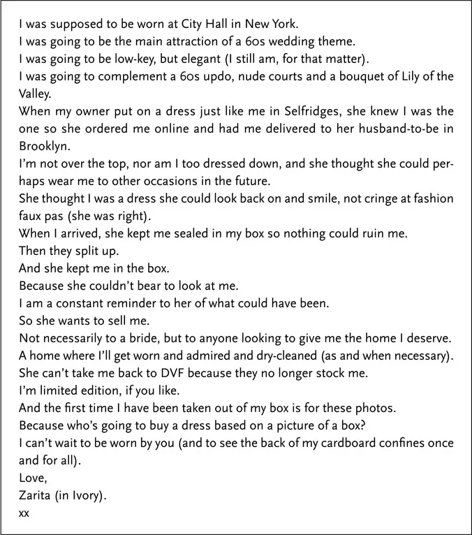 Example 1.1 Wedding dress narrative (eBay)