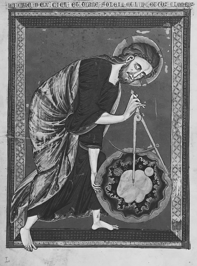Figure 1.2 “God as Architect”, the frontispiece of Bible Moralisée, Reims, France, Middle of XIII century.