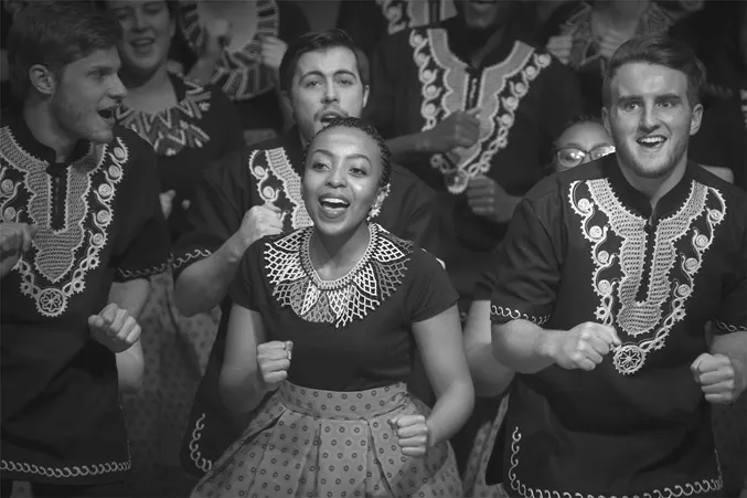 Figure 1.1 University of Pretoria Camerata performing a traditional Black South African piece under the direction of Dr. Michael Barrett