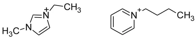 FIGURE 1.4 Structure of 1-alkyl-3-methylimidazolium [Cnmim]+ and N-butyl pyridinium (N bupy)+ cation.