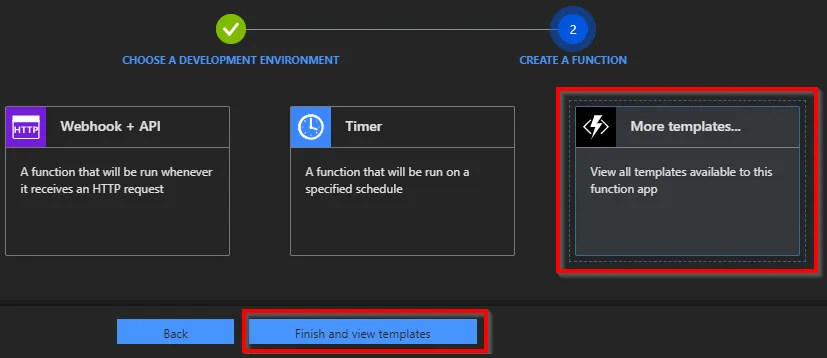 Choosing More templates… and clicking Finish to view templates