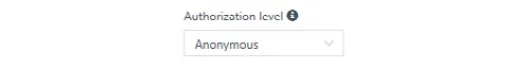 Selecting the Anonymous option in the Authorization Level