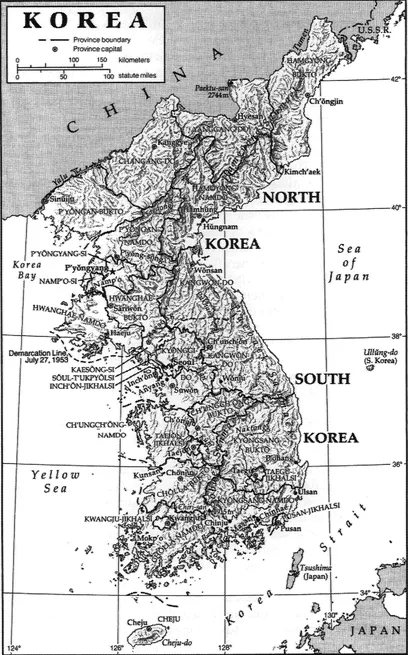 FIGURE 1.2 Physical-political map of Korea (map by Carl Mehler)