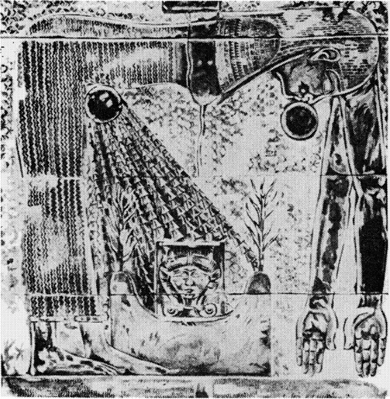 7. The goddess Nut swallows and gives birth to the sun. Painted ceiling relief, Temple of Hathor at Dendera, Egypt, Roman period (after E. Neumann, The Great Mother, New York, 1963, pi. 36).
