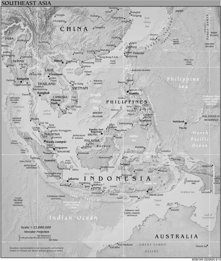 Figure 1.2 Map showing Southeast Asian countries