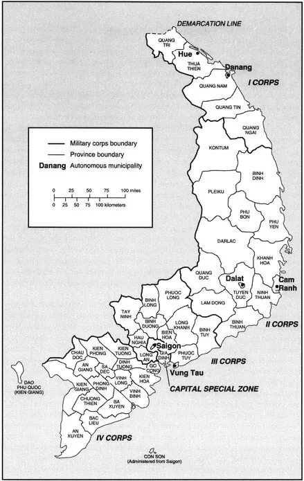 MAP 1.1 South Vietnam administrative divisions. Source: Central Intelligence Agency,