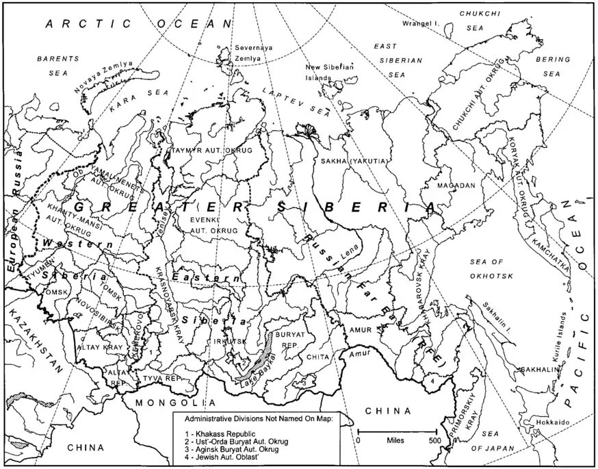 MAP 1.1 Greater Siberia and the Little Siberias, 1998