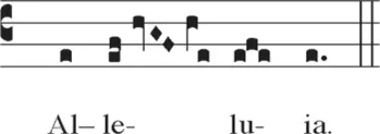 Fig. 1.1 “Alleluia” as notated in the Liber Usualis (Benedictines xxviij). (DVD reference 1)
