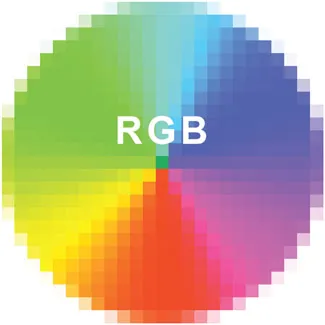 Figure 1.11 Only pixels contain RGB (red, green, and blue) information.