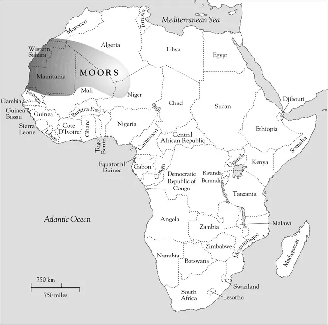 Map 2 The approximate location of Moors in Africa