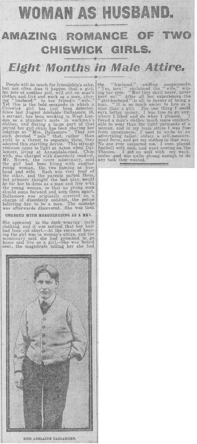 Figure 2 Adelaide Dallamore. News of the World, 7 April 1912, p. 9. Reproduced with the permission of the British Library.