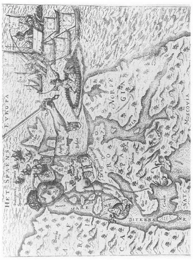 3. Map of Elizabeth I as Europa (1598), by permission of the Ashmolean Museum of Art and Archaeology.