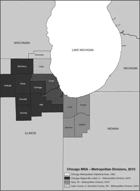 Map B1.1 Chicago Metropolitan Statistical Area 1950, 2010