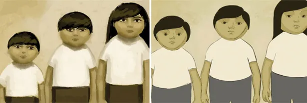 FIGURE 1.9 Visual style and frame of final 2D/3D animation by Claire Almon, 2007, SCAD.