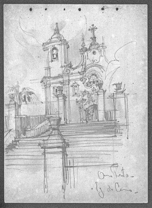1.01 Lucio Costa, drawing of Aleijadinho’s Igreja do Carmo, Ouro Preto, Brazil, 1927