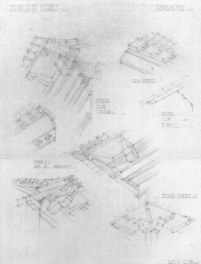 1.02 Lucio Costa, studies of eaves in Diamantina, 1924