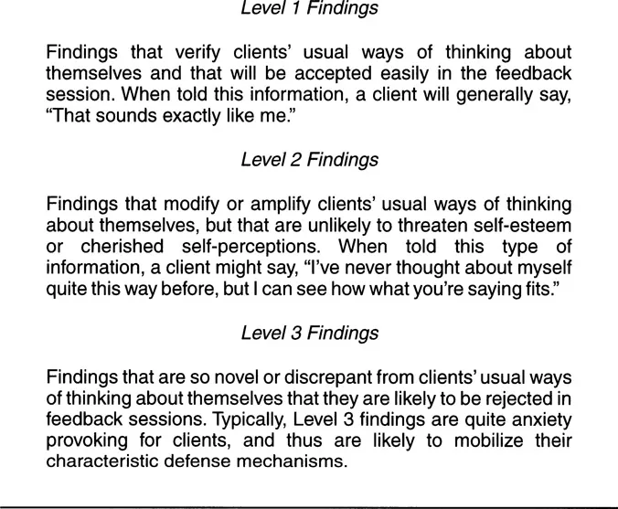 EXHIBIT 1–3 Ordering Resuts Presented to Clints from a Psychological Assessment