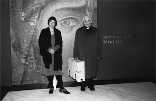 Fig. 1.2 Benaki Museum, Athens. Maria Vassilaki and the Cardinal Anastasio Martínez Sáez at the entrance hall of the Mother of God exhibition, October 2000
