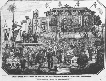 Dickens visited the Coronation Fair held on 28 June 1838 and found it 'particularly worthy of notice' as proof that 'the many are at least as capable of decent enjoyment as the few'.