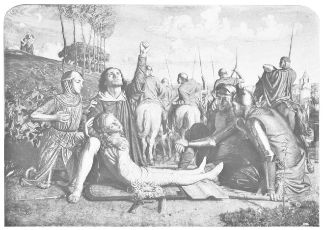 12. Rienzi vowing to obtain justice for the death of his young brother, slain in a skirmish between the Colonna and the Orsini factions. 1848-9. Collection Mrs. E. M. Clarke.