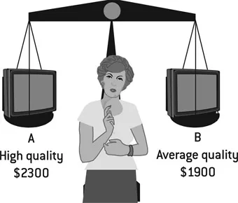 Figure 1.2: High-involvement decision: very different alternatives can have equal weight.