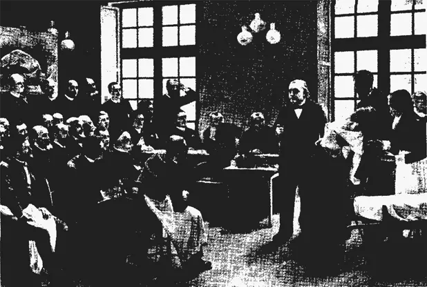 Figure 1.1 Brouillet’s painting of a Charcot demonstration of hysteria and accompanying caption (Ellenberger 1970, p. 330)