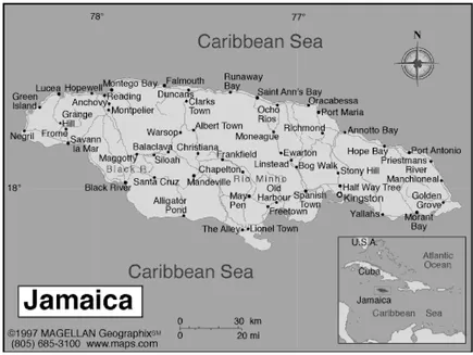 Figure 1.1 Map of Jamaica.