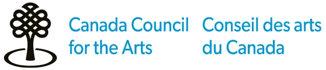 A stylized, illustrated blue tree sits to the left of the words 'Canada Council for the Arts / Counseil des arts du Canada.''