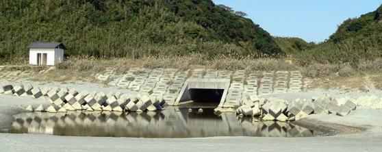 (c) Culvert along the Enshu coast, Japan, on 21 November 2008