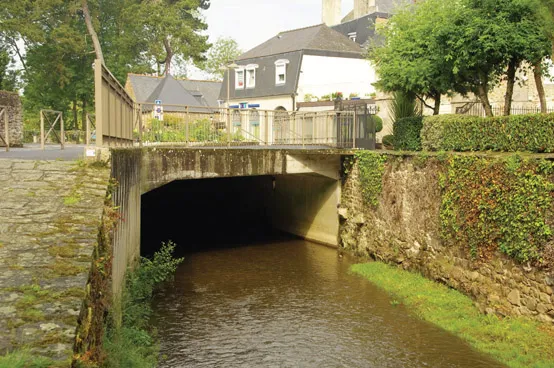 (D) Culvert inlet along Le Gouessant river at Lamballe, France, on 26 June 2019