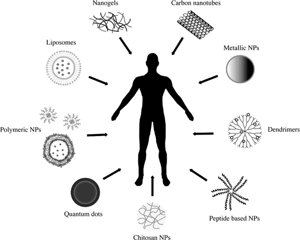 Figure 1.1 Schematic illustration, showing established therapeutic nano-carrier platforms (NPs) in (pre)clinical development.